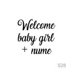 Stiker balon "Welcome baby girl + nume "